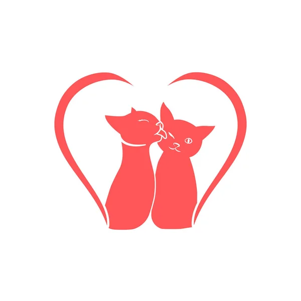 The cats are kissing. Icon for the day of lovers. — Stock Vector