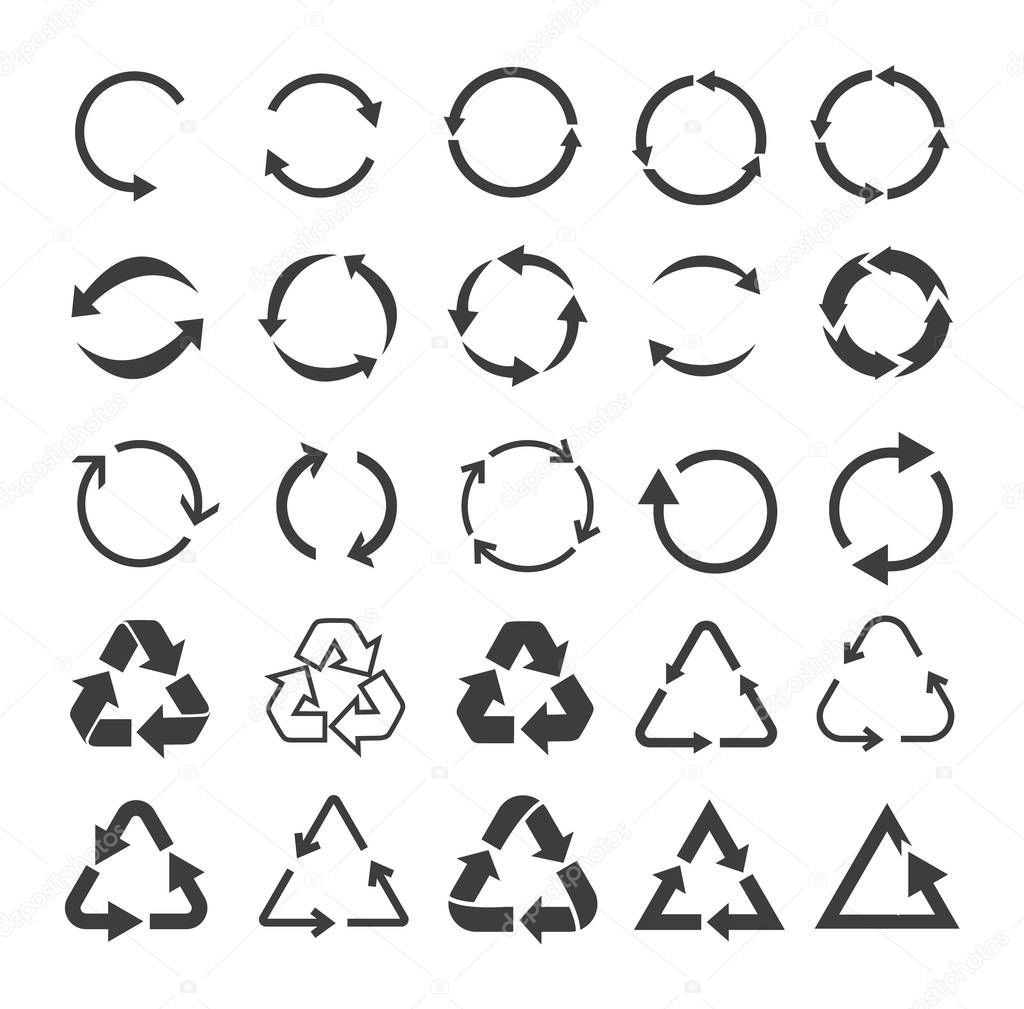 Recycling icons set. Recycle icon. Vector illustration.