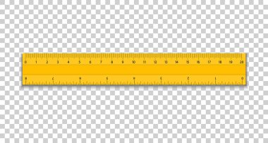 Gerçekçi hükümdar. Sarı metrik cetvel. Ölçme aleti. Vektör illüstrasyonu.