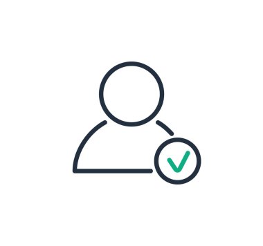 Profil onaylı satır simgesi. Vektör işareti.