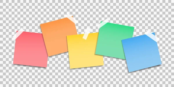 Κολλώδες χαρτί σημειώσεων. Σετ αυτοκόλλητων. Έγχρωμες σημειώσεις. Σημειώσεις στο μήνυμα. — Διανυσματικό Αρχείο