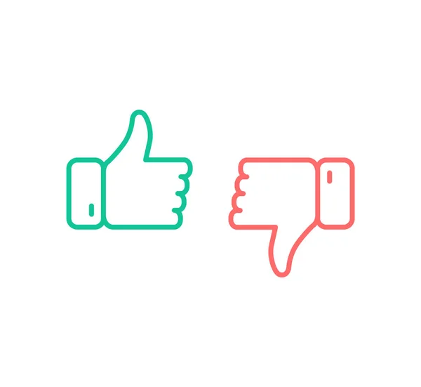 Thumbs up and thumbs down thin line. Like and dislike icon. Vector illustration. — Stock Vector