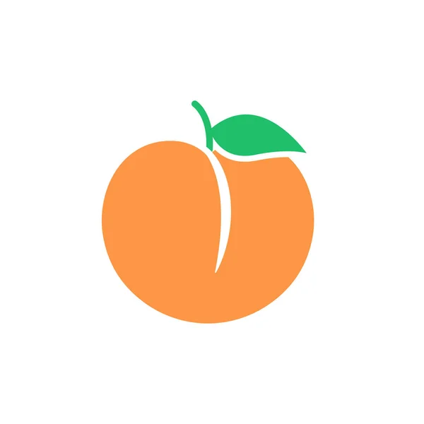 Ícone de pêssego. Vetor laranja fruta . — Vetor de Stock