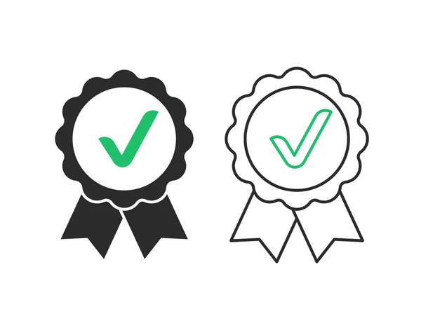 Medalla con una marca de verificación. Icono de aprobación . — Vector de stock