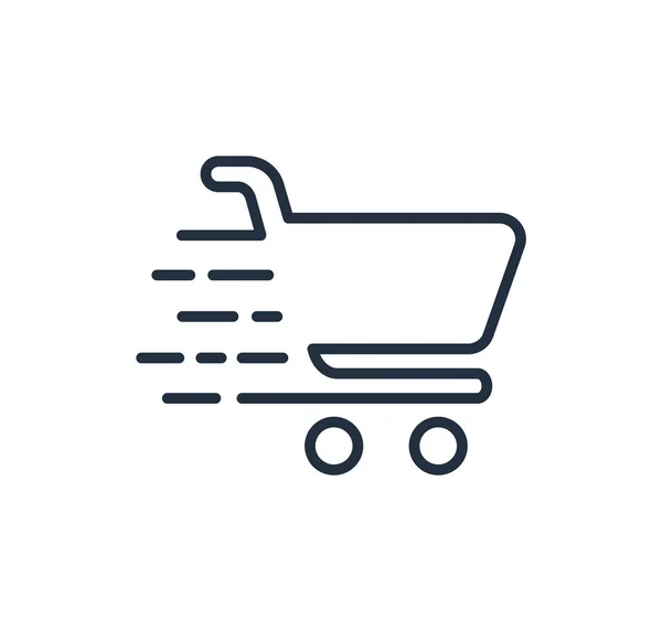 Icono de línea de carrito de compras. Compra rápida. Logotipo del vector . — Archivo Imágenes Vectoriales