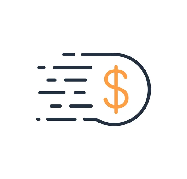 Mincovní dolar. Ikona Fast Dollar Line. Logo vektoru. — Stockový vektor