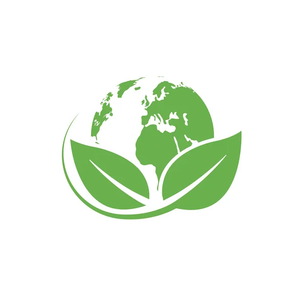 Logotipo do planeta verde. Símbolo ambiental. Ícone Eco terra. Ilustração vetorial . — Vetor de Stock