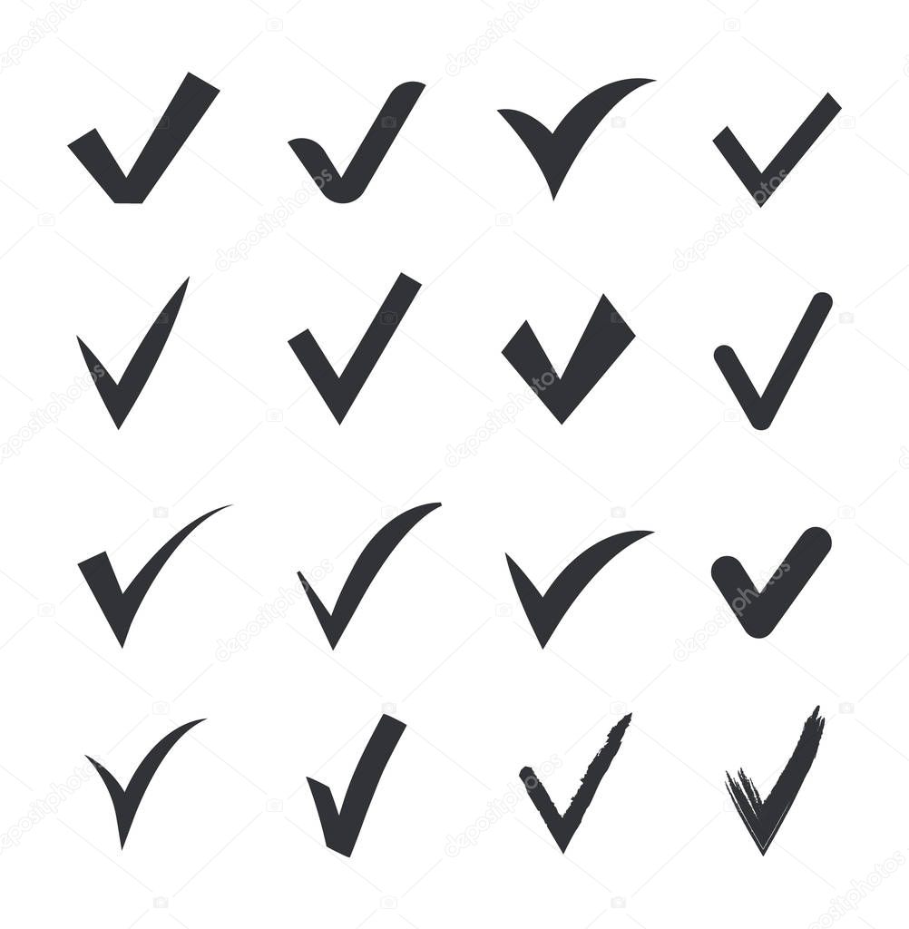 Set of checkmark icons. Confirmation, verification, approval icon.