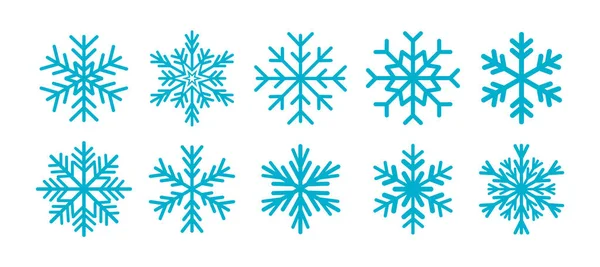 Colección de copos de nieve. Copos de nieve ornamentales azules . — Vector de stock