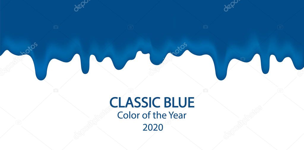 Color trend 2020 Classic Blue. Dripping blue ice creame.