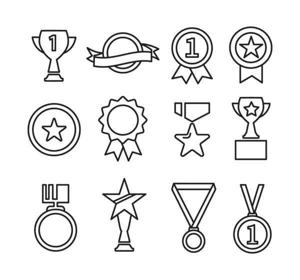 Conjunto de premios e iconos de línea de premios. Vector . — Vector de stock