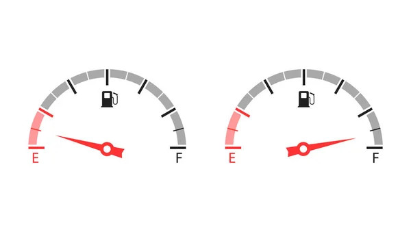 Calibre de combustível. Tanque vazio e cheio de combustível. Ilustração vetorial — Vetor de Stock