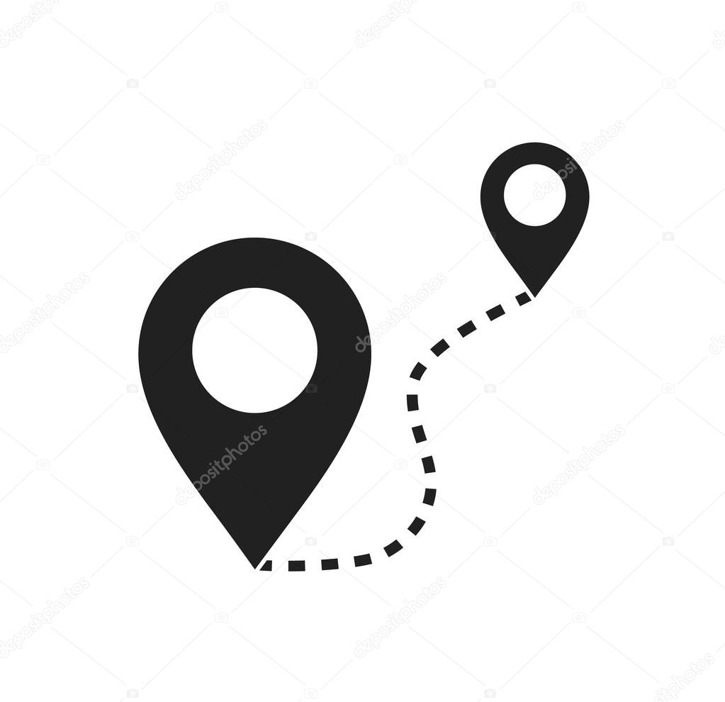 Route with marker. Vector icon