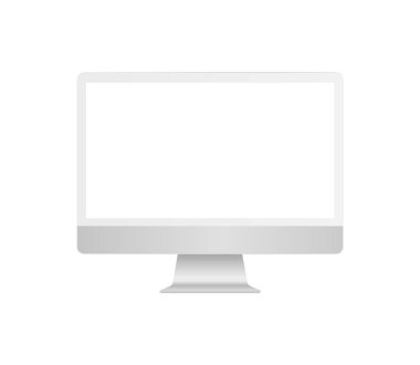 Realistic white mockup computer display. Vector illustration.