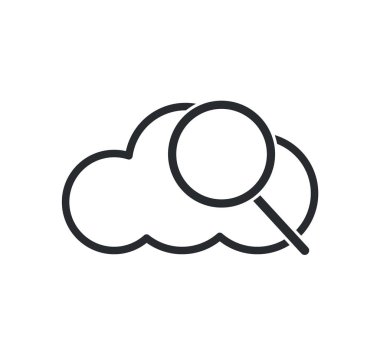 Vector cloud search thin line icon.