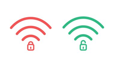 Wifi icons. Locked and Unlocked Wi-Fi. Vector