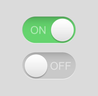 Toggle switch icons. On off buttons.