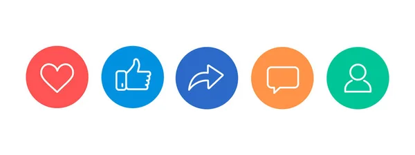 Like, thumb up, repost, comments, subscribers thin line icons. — Stock vektor