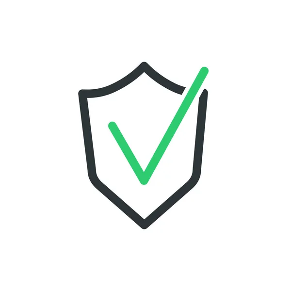 Vector shield with check mark. Antivirus and activation protection icon. Approved icon. — 스톡 벡터