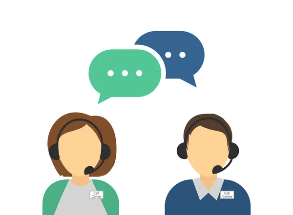 Male and female call center avatars. Costumer support service. Vector — Stok Vektör