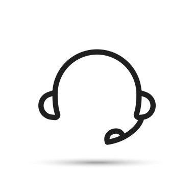 Mikrofonlu kulaklık ikonu. Çağrı merkezi simgesi. Vektör