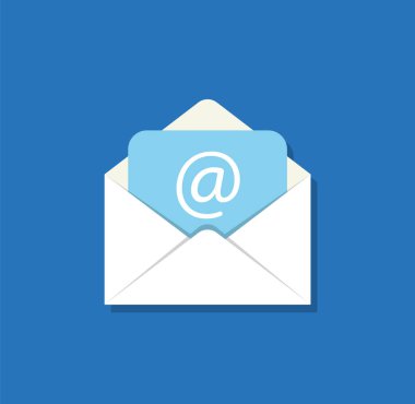 E- posta düz simgesi. Mektuplu zarfı aç. Vektör