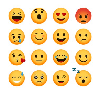 Duygusal simgeler ayarlandı. Emoji. Smileys 3D. Vektör.
