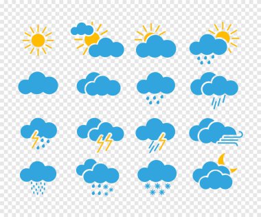 Şeffaf arkaplanda büyük bir hava durumu simgesi. İklim vektörü işaretleri.