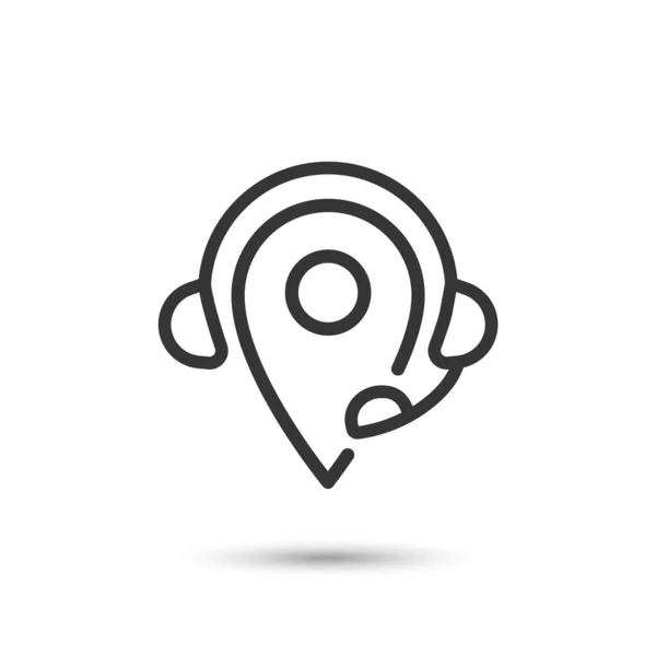 Icono Del Centro Llamadas Puntero Icono Navegación Con Auriculares — Vector de stock