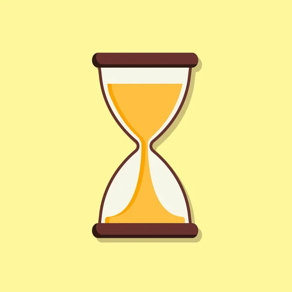 Flat Hourglass Yellow Background Clock Vector Illustration — Stock Vector