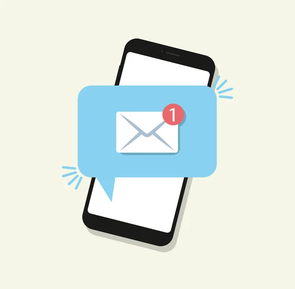 Nuevo Mensaje Estilo Plano Notificación Por Teléfono Vector — Vector de stock