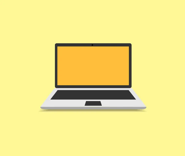 Sarı Arka Planda Düz Modern Laptop Vektör Aygıtı — Stok Vektör