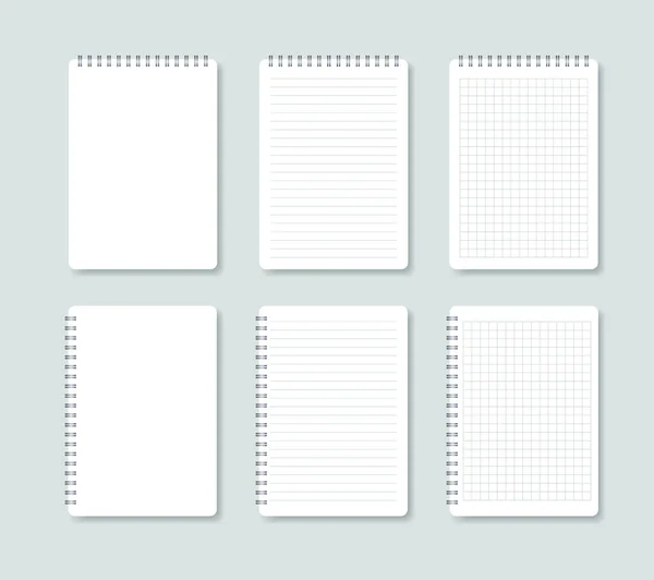 Conjunto Cuadernos Abiertos Las Hojas Del Cuaderno Línea Jaula — Vector de stock