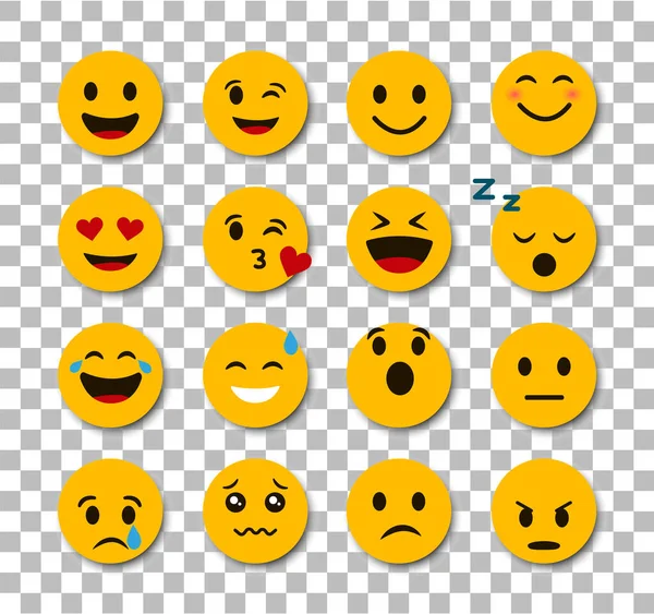 Szett Emoji Átlátszó Háttérben Emotikon Ikon — Stock Vector