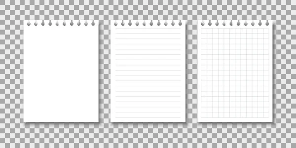 Des Feuilles Bloc Notes Ensemble Pages Copybook Vecteur — Image vectorielle