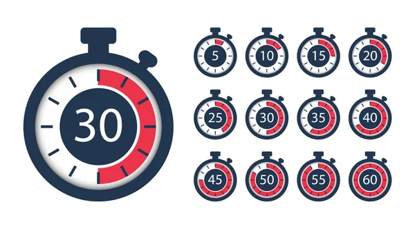 Grote Set Stophorloges Timer Pictogrammen Vector — Stockvector