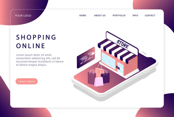 Shopping Online Negozio Online Pagina Iniziale Pagine Web Moderne Siti — Vettoriale Stock