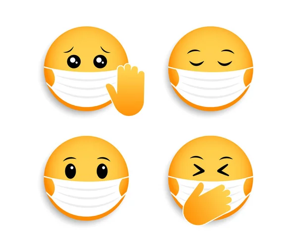 Medical Mask Emoticons Vector Icon Coronavirus Smileys Social Media Chat — Stock Vector