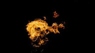 Siyah arka planda ateş alevleri. siyah arka plan isolat yangın