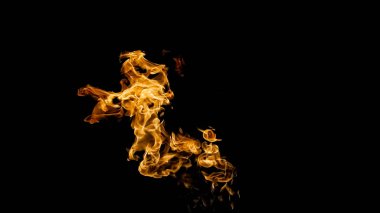 Siyah arka planda ateş alevleri. siyah arka plan isolat yangın