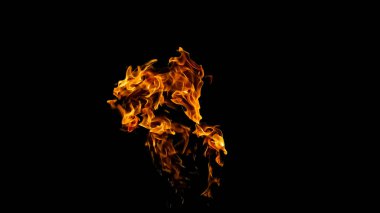 Siyah arka planda ateş alevleri. siyah arka plan isolat yangın