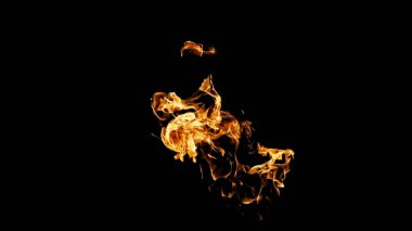 Siyah arka planda ateş alevleri. siyah arka plan isolat yangın