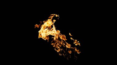 Siyah arka planda ateş alevleri. siyah arka plan isolat yangın