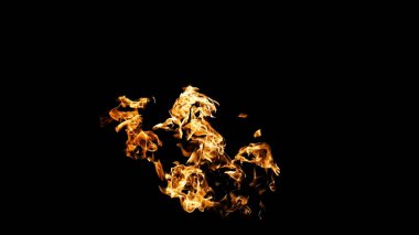 Siyah arka planda ateş alevleri. siyah arka plan isolat yangın