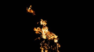 Siyah arka planda ateş alevleri. siyah arka plan isolat yangın