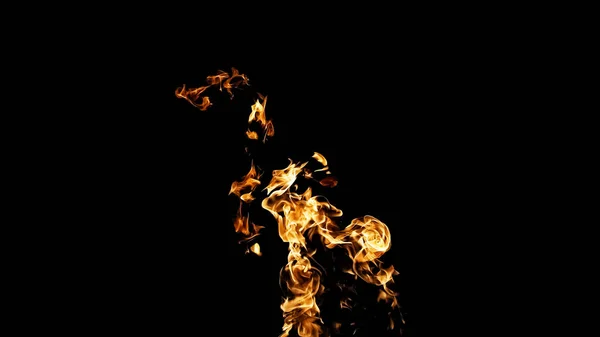黑色背景上的火焰。火在黑色背景隔离 — 图库照片