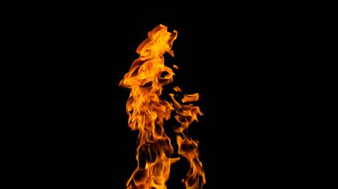 Siyah arka planda ateş alevleri. siyah arka plan isolat yangın