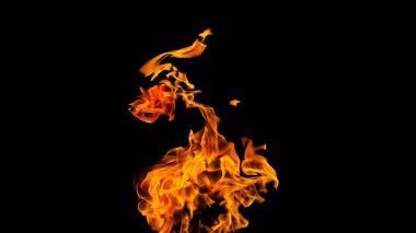 Siyah arka planda ateş alevleri. siyah arka plan isolat yangın