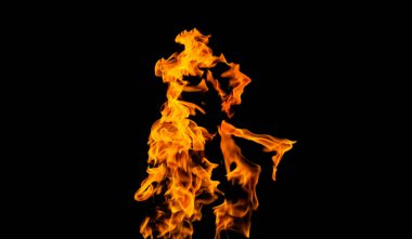 Siyah arka planda ateş alevleri. siyah arka plan isolat yangın