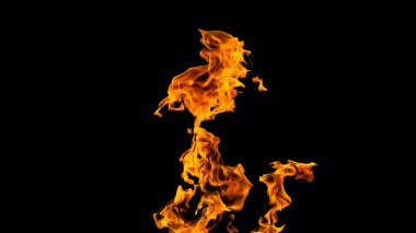 Siyah arka planda ateş alevleri. siyah arka plan isolat yangın